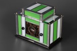 Radio-Glo Stained Glass + Chrome Radio in Green with White - Exceptional